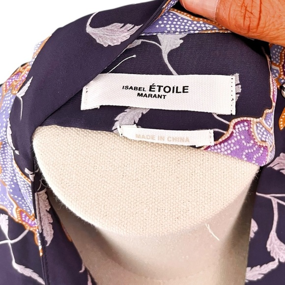 ISABEL MARANT ETOILE NWOT Oxel City draped floral blouse in Faded Night Size 36 - Picture 8 of 9